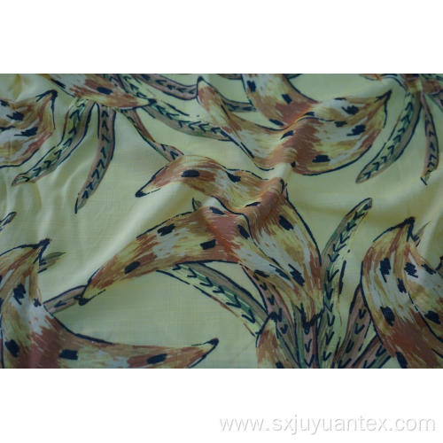 Rayon Polyester Slub Tencel Like Print Fabric